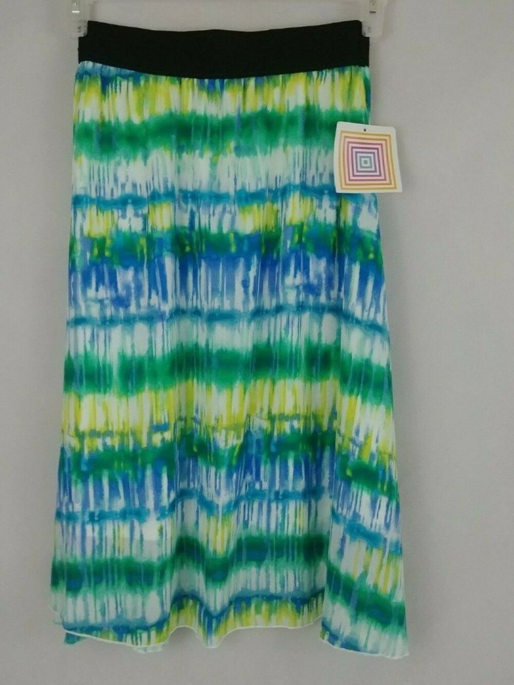NWT LuLaRoe Lola Sheer Blue, Green, & White Tie Dye Skirt Size XS